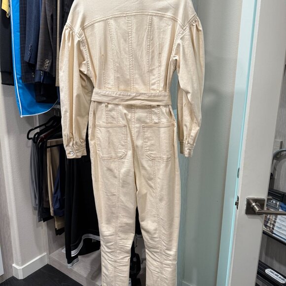 Ulla Johnson Cream Utility Jumpsuit with Puff Sleeves (Size 8) - Picture 4 of 4